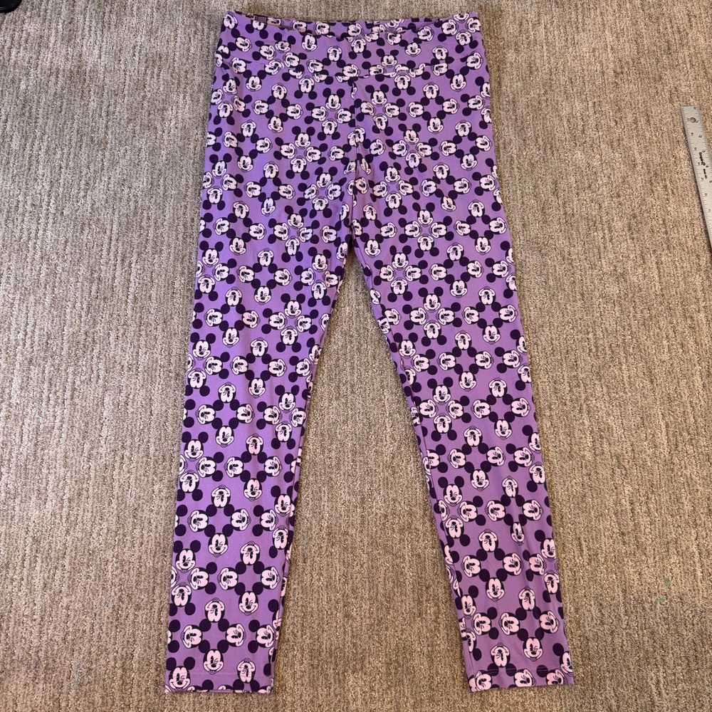 LuLaRoe Disney Mickey Mouse Leggings Purple Tall & Curvy TC Polka Dot Stretch
